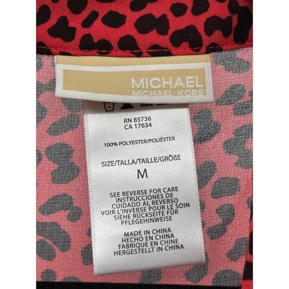 NWT MICHAEL Michael Kors MM29320 Animal Print Sheer Shirt Dress Button Front Med - Picture 5 of 10